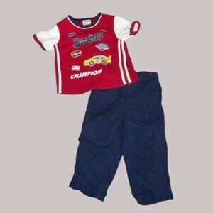 Boys Navy Blue and Red RACING Top and Athletic Pants Size 24 months